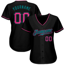 Charger l'image dans la galerie, Custom Black Pink-Teal Authentic Baseball Jersey