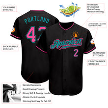 Charger l'image dans la galerie, Custom Black Pink-Teal Authentic Baseball Jersey