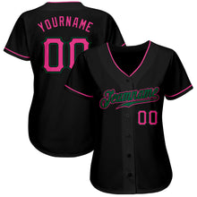 Laden Sie das Bild in den Galerie-Viewer, Custom Black Pink-Kelly Green Authentic Baseball Jersey