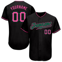 Laden Sie das Bild in den Galerie-Viewer, Custom Black Pink-Kelly Green Authentic Baseball Jersey