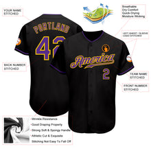 Load image into Gallery viewer, Custom Black Purple-Gold Authentic Baseball Jersey