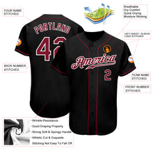 Load image into Gallery viewer, Custom Black Crimson-White Authentic Baseball Jersey