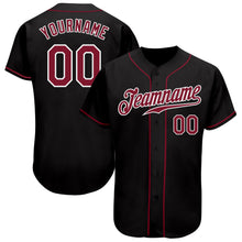 Load image into Gallery viewer, Custom Black Crimson-White Authentic Baseball Jersey