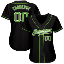Load image into Gallery viewer, Custom Black Neon Green-White Authentic Baseball Jersey