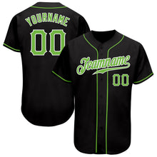 Load image into Gallery viewer, Custom Black Neon Green-White Authentic Baseball Jersey