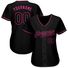 Load image into Gallery viewer, Custom Black Black-Pink Authentic Baseball Jersey