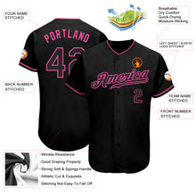 Load image into Gallery viewer, Custom Black Black-Pink Authentic Baseball Jersey