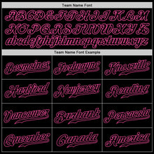 Load image into Gallery viewer, Custom Black Black-Pink Authentic Baseball Jersey