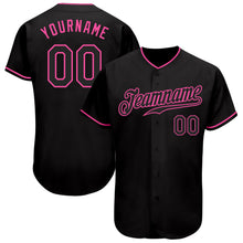 Load image into Gallery viewer, Custom Black Black-Pink Authentic Baseball Jersey