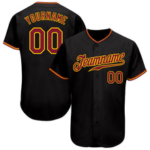 Load image into Gallery viewer, Custom Black Crimson-Gold Authentic Baseball Jersey