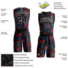 Загрузить изображение в средство просмотра галереи, Custom Black Black-Light Blue Round Neck Sublimation Basketball Suit Jersey