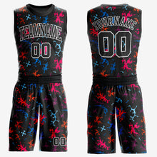 Загрузить изображение в средство просмотра галереи, Custom Black Black-Light Blue Round Neck Sublimation Basketball Suit Jersey
