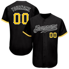 Load image into Gallery viewer, Custom Black Gold-White Authentic Baseball Jersey