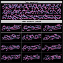Load image into Gallery viewer, Custom Black Black Light Blue Pink-White Authentic Baseball Jersey