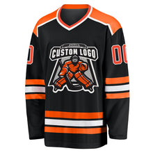 Загрузить изображение в средство просмотра галереи, Custom Black Orange-White Hockey Jersey