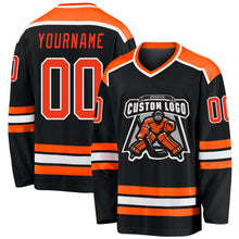 Загрузить изображение в средство просмотра галереи, Custom Black Orange-White Hockey Jersey