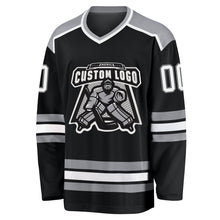 Загрузить изображение в средство просмотра галереи, Custom Black White-Gray Hockey Jersey