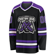 Загрузить изображение в средство просмотра галереи, Custom Black Purple-White Hockey Jersey