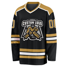 Загрузить изображение в средство просмотра галереи, Custom Black Old Gold-White Hockey Jersey