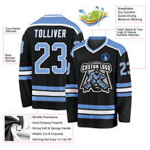 Загрузить изображение в средство просмотра галереи, Custom Black Light Blue-White Hockey Jersey