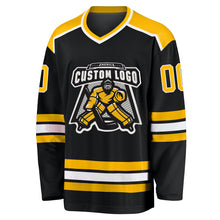 Загрузить изображение в средство просмотра галереи, Custom Black Gold-White Hockey Jersey