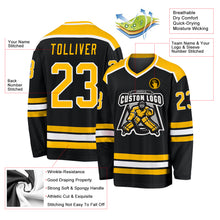 Загрузить изображение в средство просмотра галереи, Custom Black Gold-White Hockey Jersey