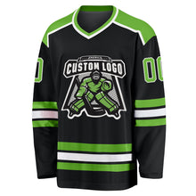 Загрузить изображение в средство просмотра галереи, Custom Black Neon Green-White Hockey Jersey