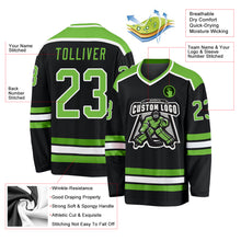 Загрузить изображение в средство просмотра галереи, Custom Black Neon Green-White Hockey Jersey