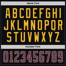 Load image into Gallery viewer, Custom Black Purple-Gold Hockey Jersey