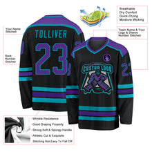 Загрузить изображение в средство просмотра галереи, Custom Black Purple-Teal Hockey Jersey