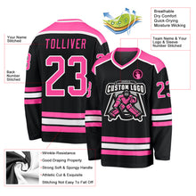 Загрузить изображение в средство просмотра галереи, Custom Black Pink-White Hockey Jersey