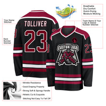 Load image into Gallery viewer, Custom Black Maroon-White Hockey Jersey