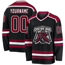 Load image into Gallery viewer, Custom Black Maroon-White Hockey Jersey