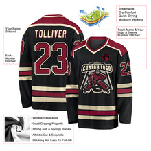 Charger l'image dans la galerie, Custom Black Crimson-Cream Hockey Jersey