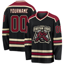 Charger l'image dans la galerie, Custom Black Crimson-Cream Hockey Jersey