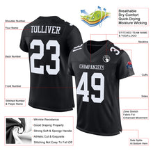 Laden Sie das Bild in den Galerie-Viewer, Custom Black White Mesh Authentic Football Jersey