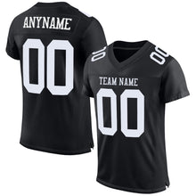 Laden Sie das Bild in den Galerie-Viewer, Custom Black White Mesh Authentic Football Jersey