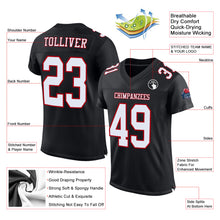 Laden Sie das Bild in den Galerie-Viewer, Custom Black White-Red Mesh Authentic Football Jersey