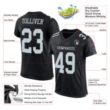 Charger l'image dans la galerie, Custom Black Silver Mesh Authentic Football Jersey