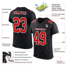 Загрузить изображение в средство просмотра галереи, Custom Black Fire Red-White Mesh Authentic Football Jersey