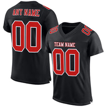Загрузить изображение в средство просмотра галереи, Custom Black Fire Red-White Mesh Authentic Football Jersey