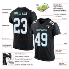 Laden Sie das Bild in den Galerie-Viewer, Custom Black White Gray-Midnight Green Mesh Authentic Football Jersey