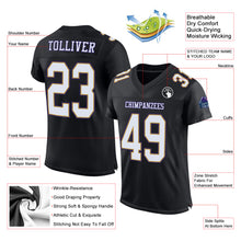 Laden Sie das Bild in den Galerie-Viewer, Custom Black White Old Gold-Purple Mesh Authentic Football Jersey