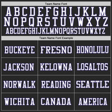 Laden Sie das Bild in den Galerie-Viewer, Custom Black White Old Gold-Purple Mesh Authentic Football Jersey