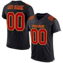Load image into Gallery viewer, Custom Black Red-Gold Mesh Authentic Football Jersey