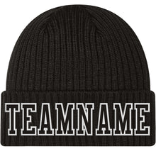 Charger l'image dans la galerie, Custom Black Black-White Stitched Cuffed Knit Hat