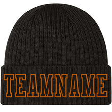 Load image into Gallery viewer, Custom Black Black-Texas Orange Stitched Cuffed Knit Hat
