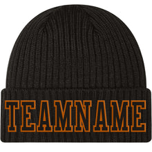 Charger l'image dans la galerie, Custom Black Black-Texas Orange Stitched Cuffed Knit Hat