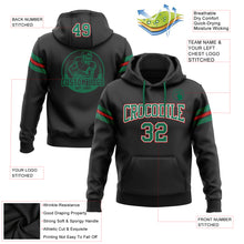 Load image into Gallery viewer, Custom Stitched Black Kelly Green-Red Football Pullover Sweatshirt Hoodie