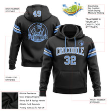 Charger l'image dans la galerie, Custom Stitched Black Light Blue-White Football Pullover Sweatshirt Hoodie